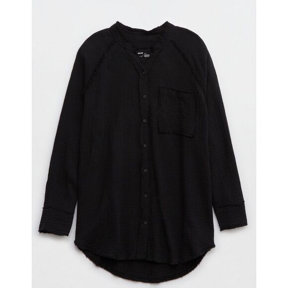 Aerie AEO AERIE POOL-TO-PARTY COVER UP size L Black - Picture 10 of 10